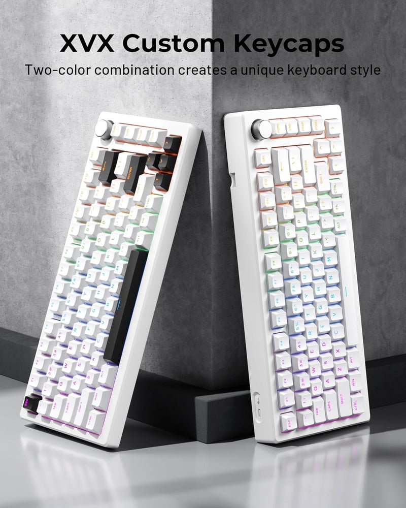 SDYZ أزرار مفاتيح PBT مزدوجة الشوط x XVX 60 75 100 بالمئة - أزرار مضيئة، لأجهزة الكمبيوتر الميكانيكية، مجموعة كاملة من 131 مفتاح، تصميم OEM، مضيئة - بيضاء - Image 2